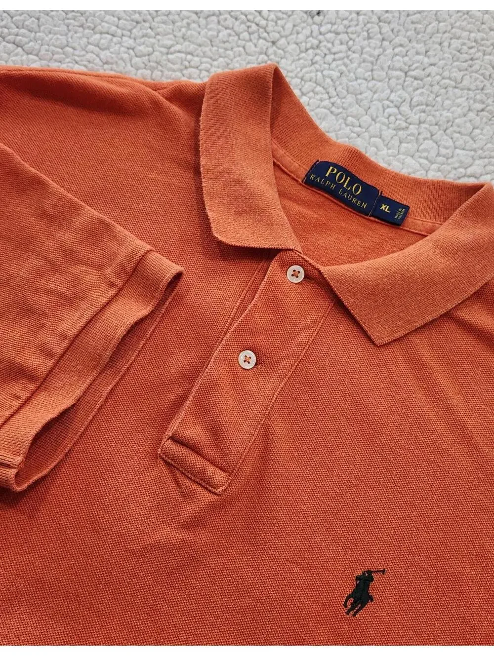 Polo Ralph Lauren Shirt Mens XL Orange Short Sleeve Green Pony Golf Polo Y2K